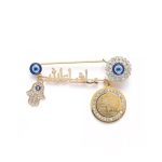 Baby Pin Brooch MashAllah Turkish Evil Eye Four Qul Islam Arabic Newborn Gift