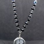 Islamic Car Hanging with Black Beads, Evil Eye, and 4 Qul Pendant