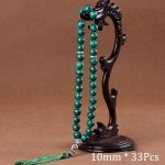 Natural 10mm Green Malachite Muslim Tasbih Prayer 33 Beads