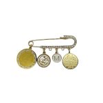 Elegant Muslim Baby Brooch Pin with Ayat al-Kursi, Allah, and 4 Qul Pendant