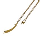 IMAM ALI A.S Zulfiqar Men's Sword Solid Stainless Steel Pendant Necklace Gold