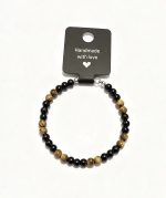 Tiger's Eye & Black Obsidian Bracelet — 6mm Beads • 20cm Long - Image 4