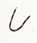 Tiger's Eye & Black Obsidian Bracelet — 6mm Beads • 20cm Long - Image 2