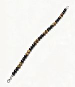 Tiger's Eye & Black Obsidian Bracelet — 6mm Beads • 20cm Long - Image 3